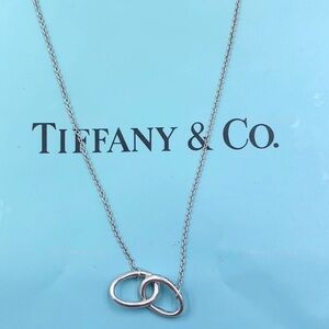Tiffany & Co 925 Silver Elsa Peretti Double Loop Circle Pendant with Necklace